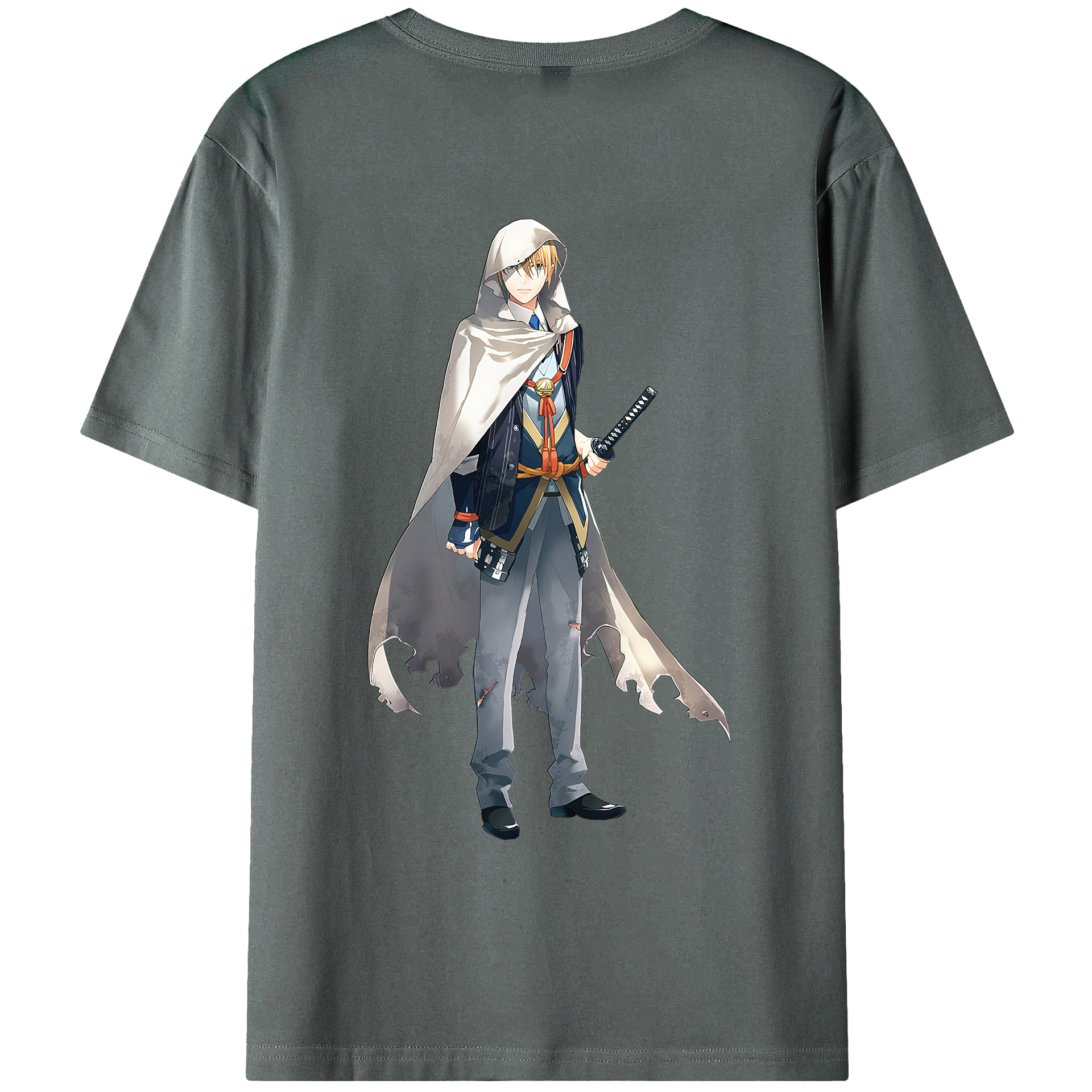 （画像用） 刀剣乱舞 Touken Ranbu 綿100％ メンズ半袖Tシャツ（バックプリント） 通気性